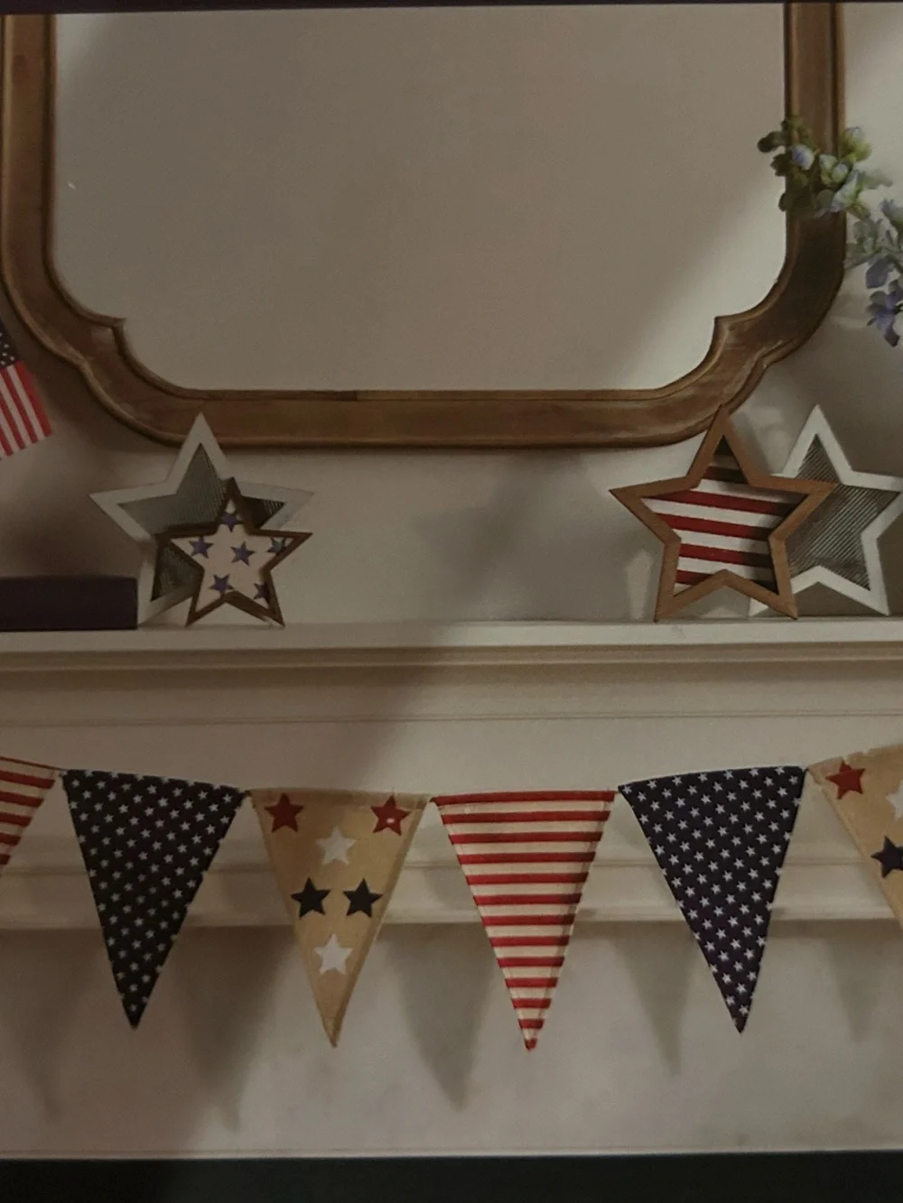 “New” Red, White & Blue Patriotic 6 ft flag Garland